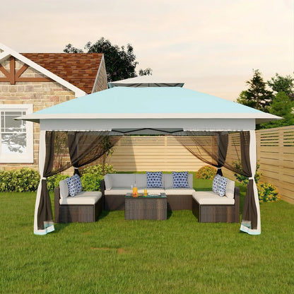 tonnelle de jardin portable 3x3M - réglable moustiquaire intégrée