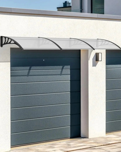 marquise de porte blanche 270x100cm transparent en polycarbonate