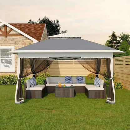 tonnelle de jardin portable 3x3M - réglable moustiquaire intégrée