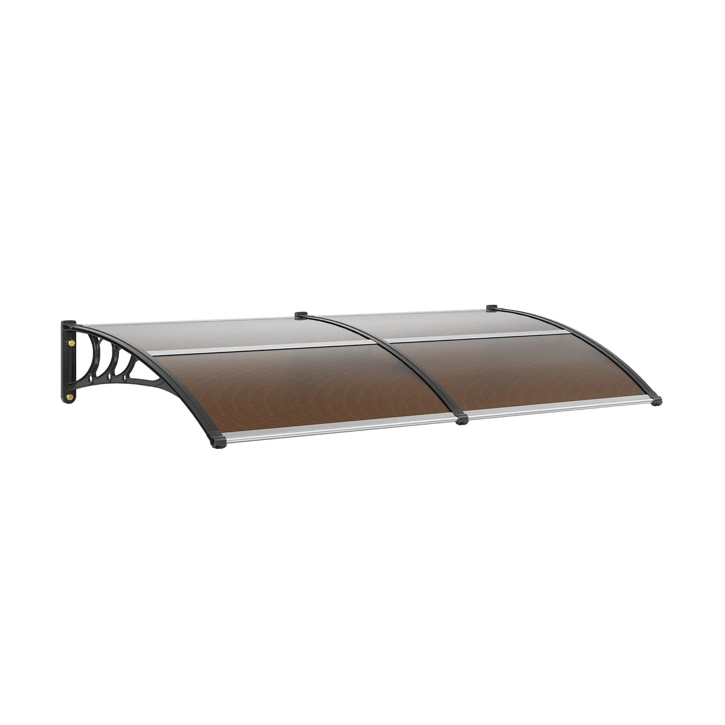 auvent de porte en bois 120x40cm transparent marron noir en polycarbonate