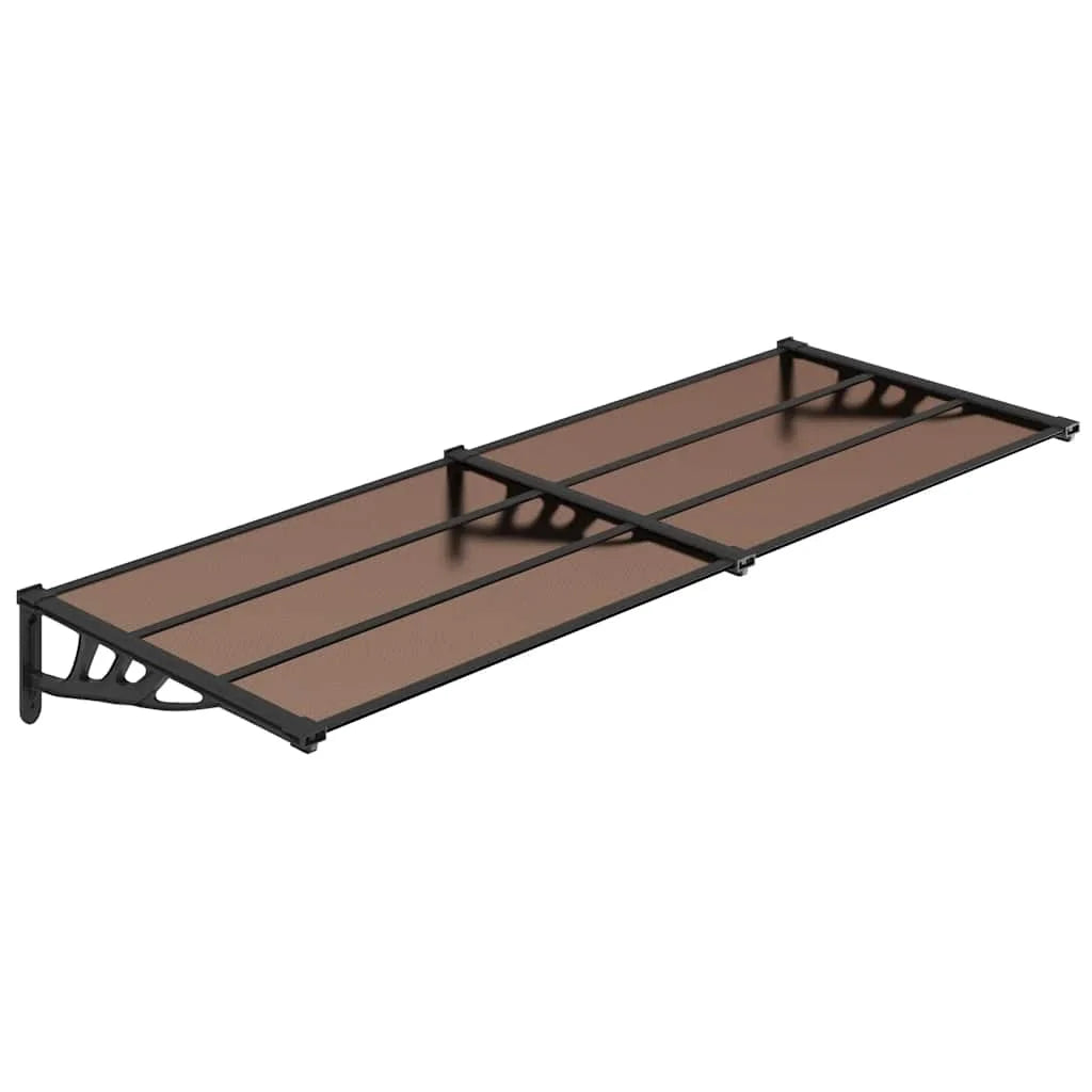 marquise auvent moderne 240x90cm marron et noir en polycarbonate
