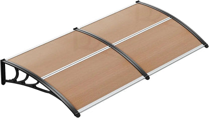 auvent de porte bois 190x100cm marron en polycarbonate