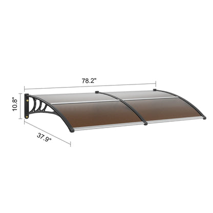 marquise de porte en bois 80x40cm marron en polycarbonate