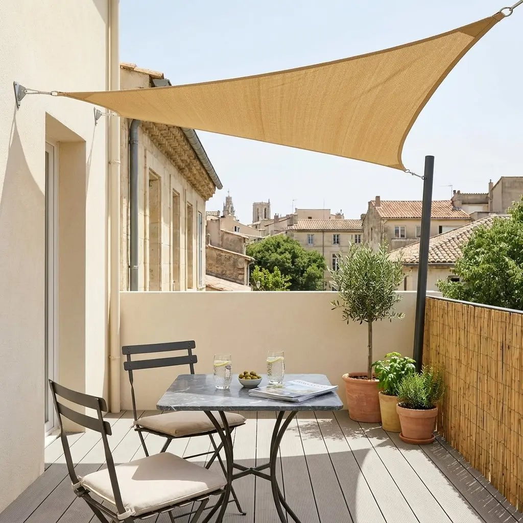 Voile d'ombrage triangulaire jaune sable
