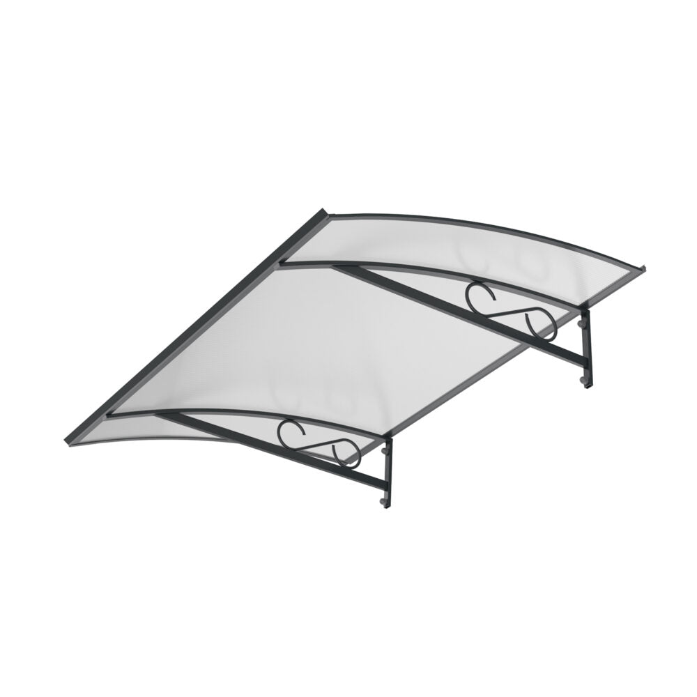 marquise porte d'entrée moderne ALU anthracite Piaf 150x90 Paris, panneau cellulaire en polycarbonate