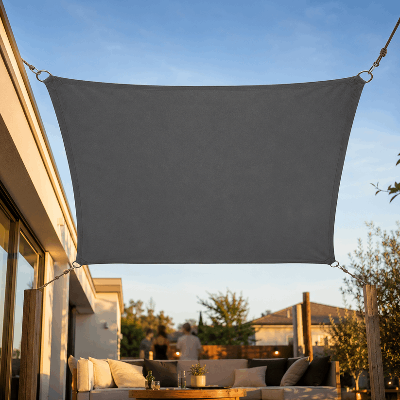 Voile d'Ombrage trapeze Gris Foncé Imperméable Anti-UV