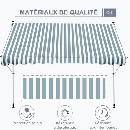 auvent balcon vert blanc 200 à 400cm