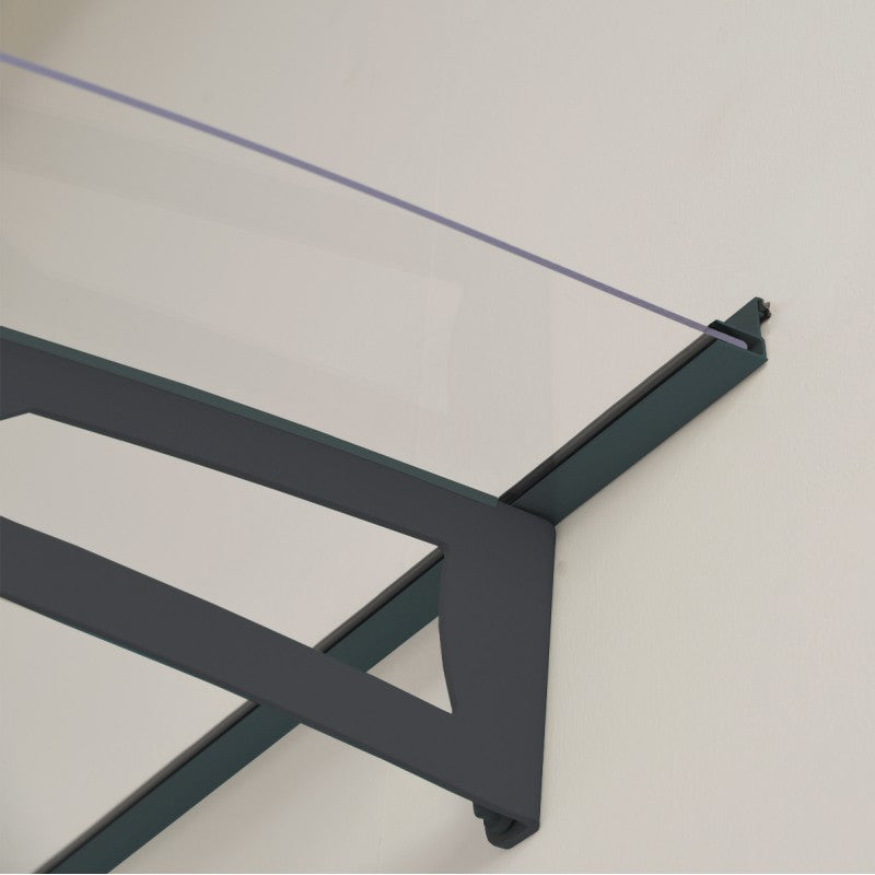 marquise pour porte d'entrée 91,5 1x150cm, Gris foncé/Transparent