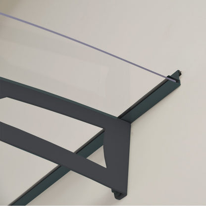 marquise pour porte d'entrée 91,5 1x150cm, Gris foncé/Transparent
