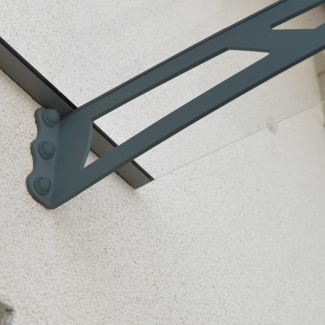 marquise pour porte d'entrée 91,5 1x150cm, Gris foncé/Transparent