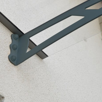 marquise pour porte d'entrée 91,5 1x150cm, Gris foncé/Transparent