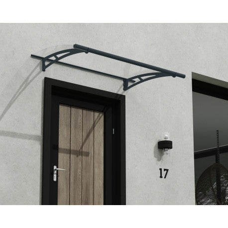 marquise pour porte d'entrée 91,5 1x150cm, Gris foncé/Transparent