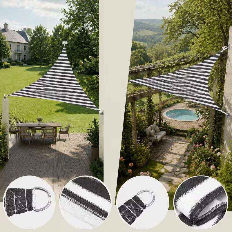Toile d'ombrage triangulaire noir et blanc