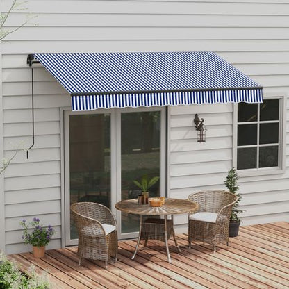 store banne sans coffre 300 x 250 cm manuel Rétractable Bleu et Blanc