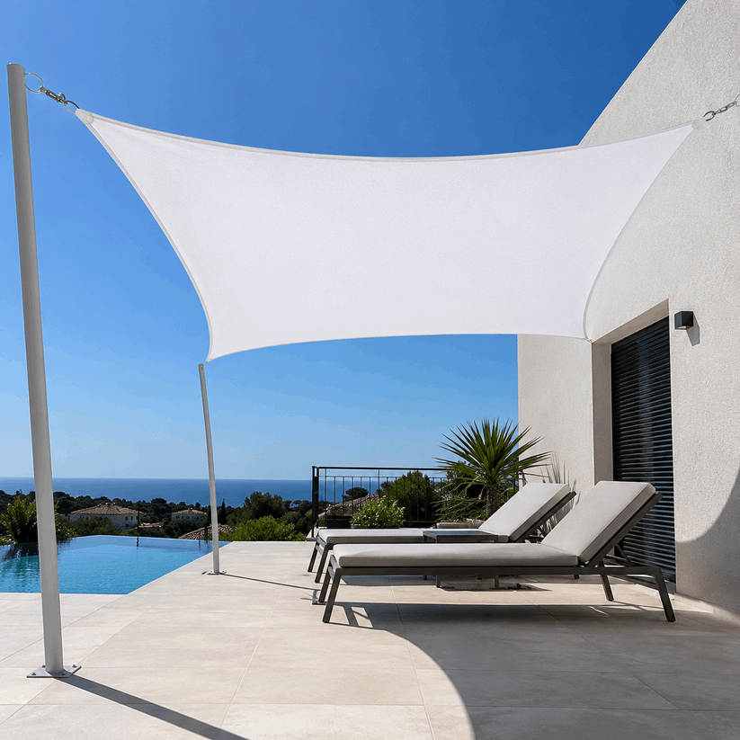Voile d'ombrage rectangulaire blanc