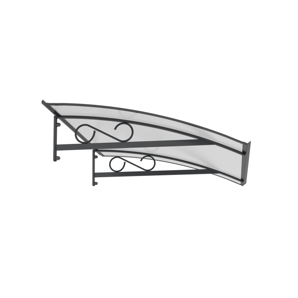 marquise porte d'entrée moderne ALU anthracite Piaf 150x90 Paris, panneau cellulaire en polycarbonate