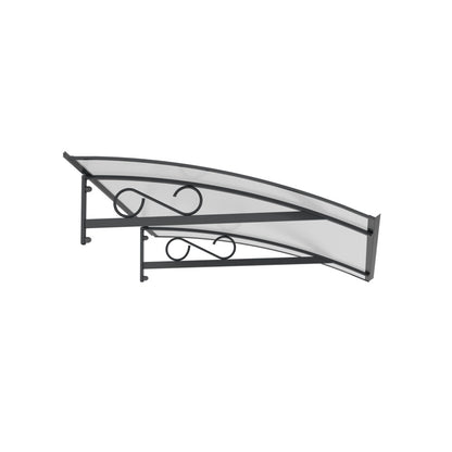 marquise porte d'entrée moderne ALU anthracite Piaf 150x90 Paris, panneau cellulaire en polycarbonate