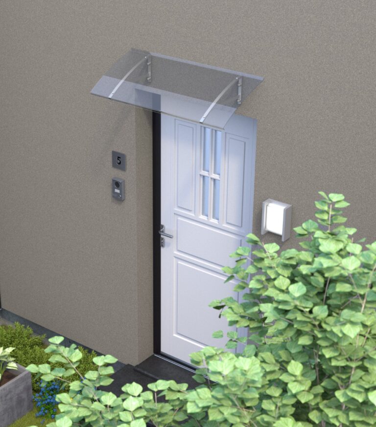 marquise moderne alu Arct anthracite bleu 102x44, polycarbonate solide