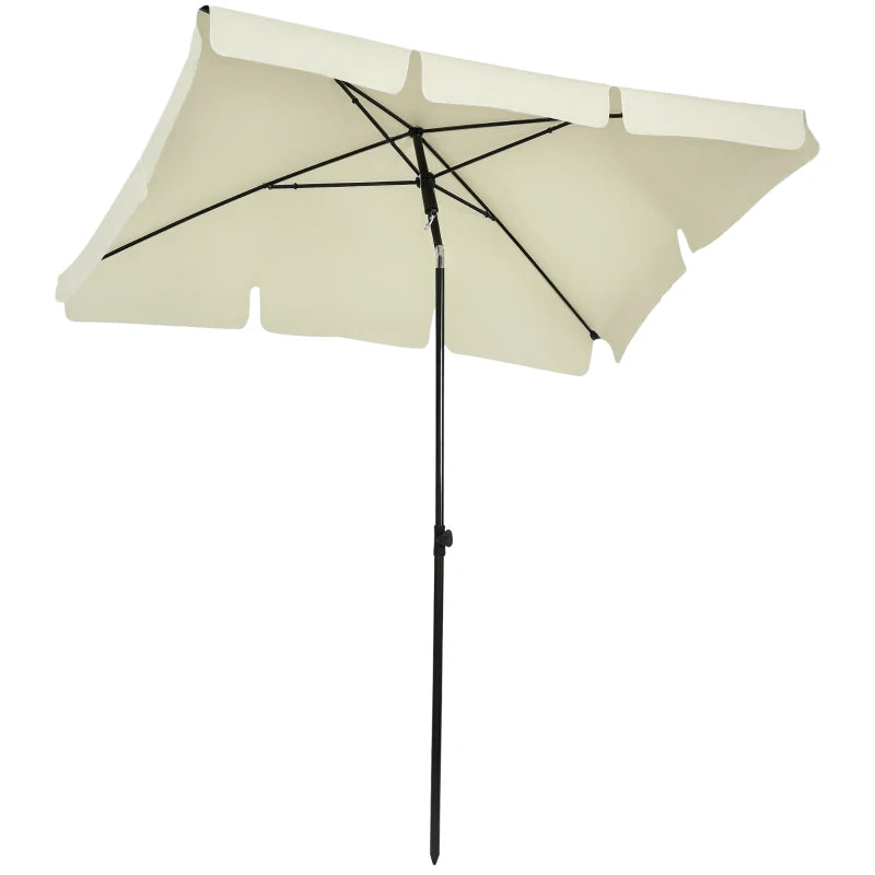 Parasol de jardin droit rectangulaire inclinable 2 x 1,3 m beige clair