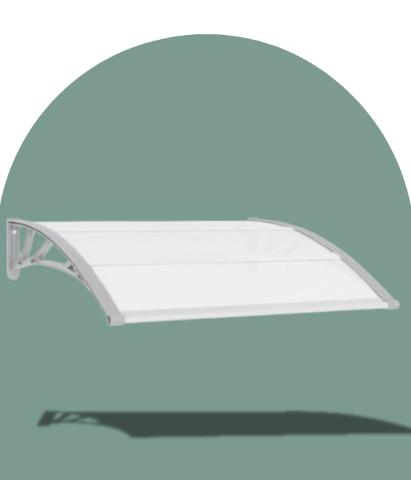dessus de porte marquise 120x100cm transparent en polycarbonate