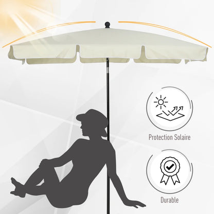 Parasol de jardin droit rectangulaire inclinable 2 x 1,3 m beige clair