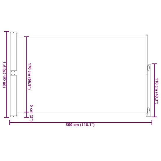 store latéral rétractable 180x300 Cm Gris