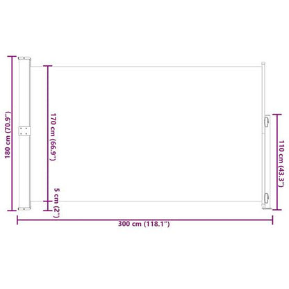 store latéral rétractable 180x300 Cm Gris