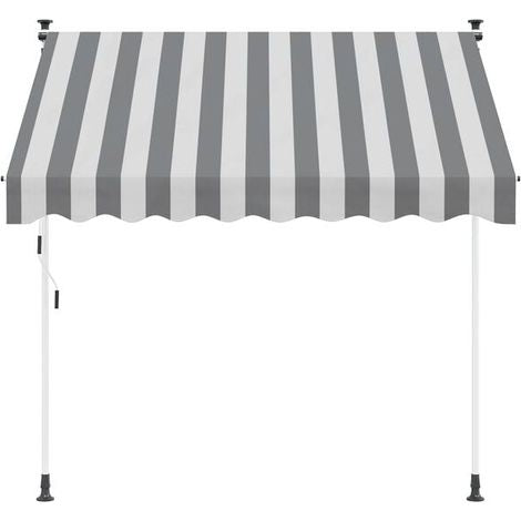 auvent toile terrasse 200x120cm noir et blanc en tissu waterproof