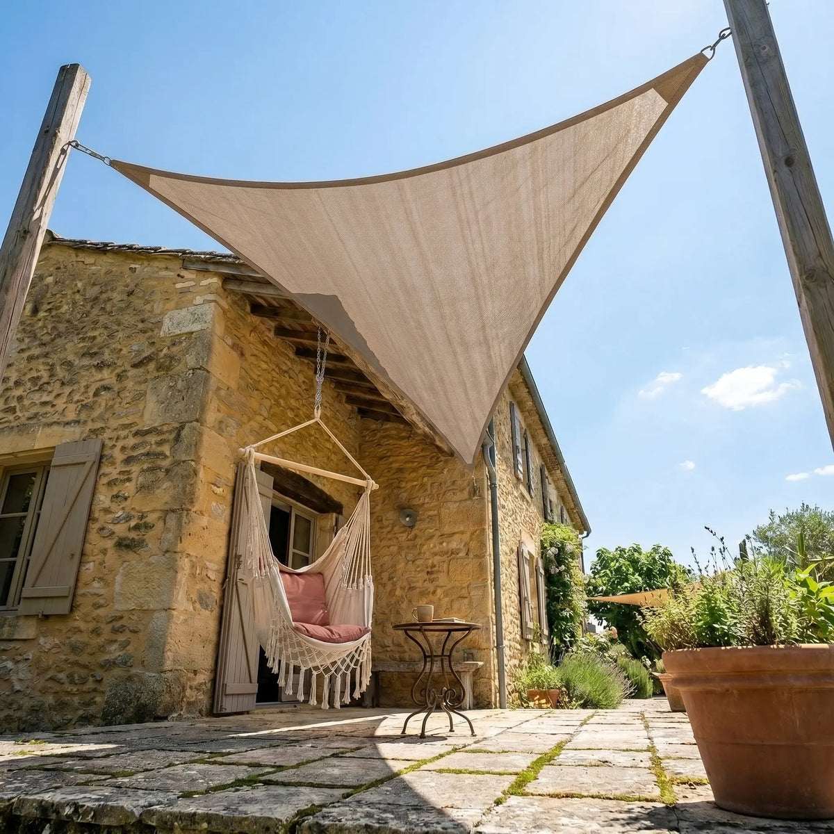 Voile d'ombrage triangulaire marron taupe