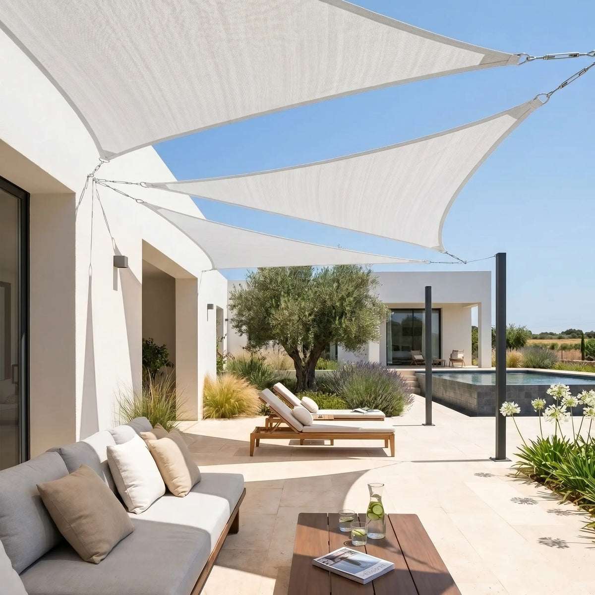 Voile d'ombrage triangulaire blanc