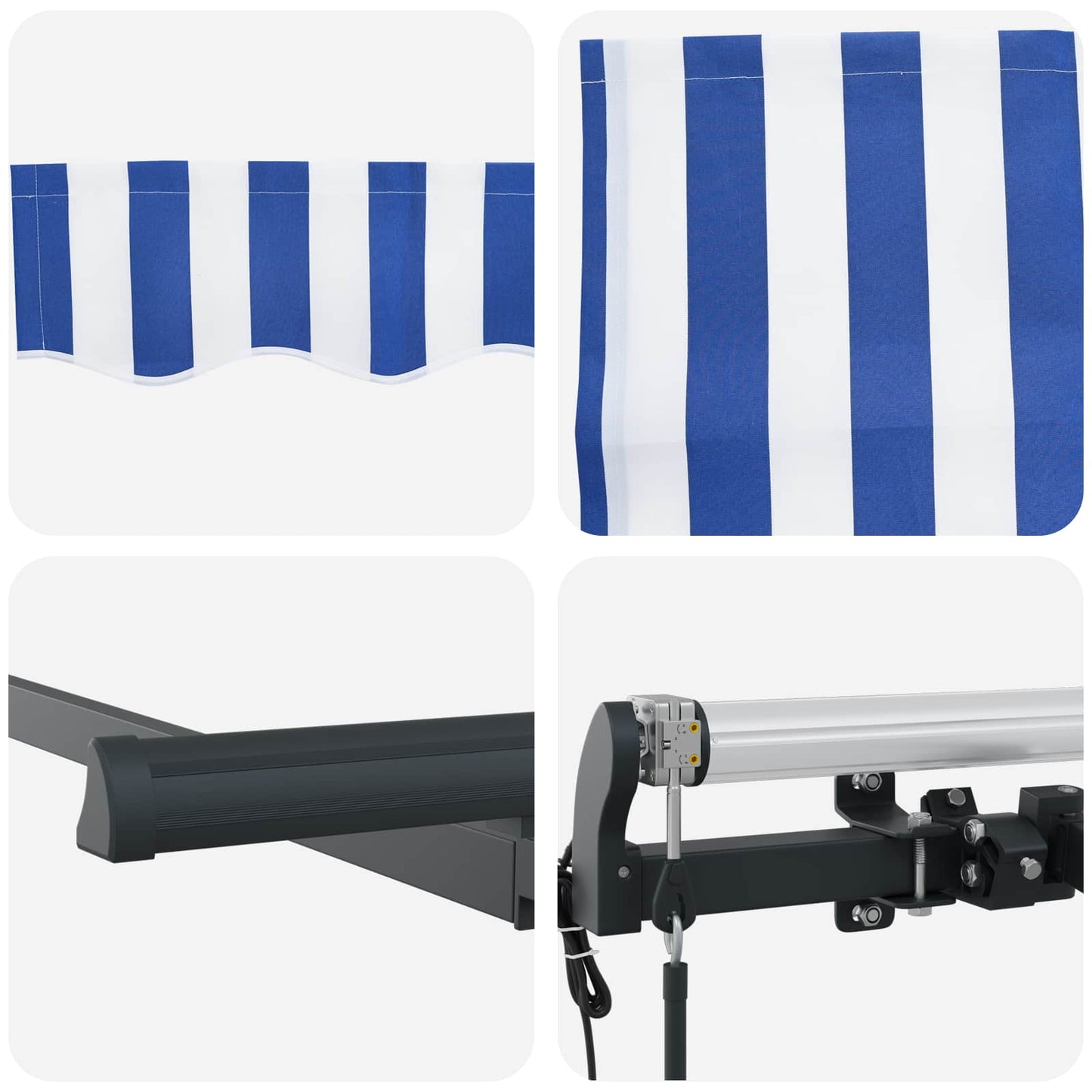 store banne 3m x 2m manuel Rétractable Bleu et Blanc