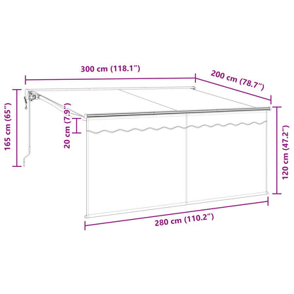 store banne 3m x 2m manuel Rétractable Bleu et Blanc