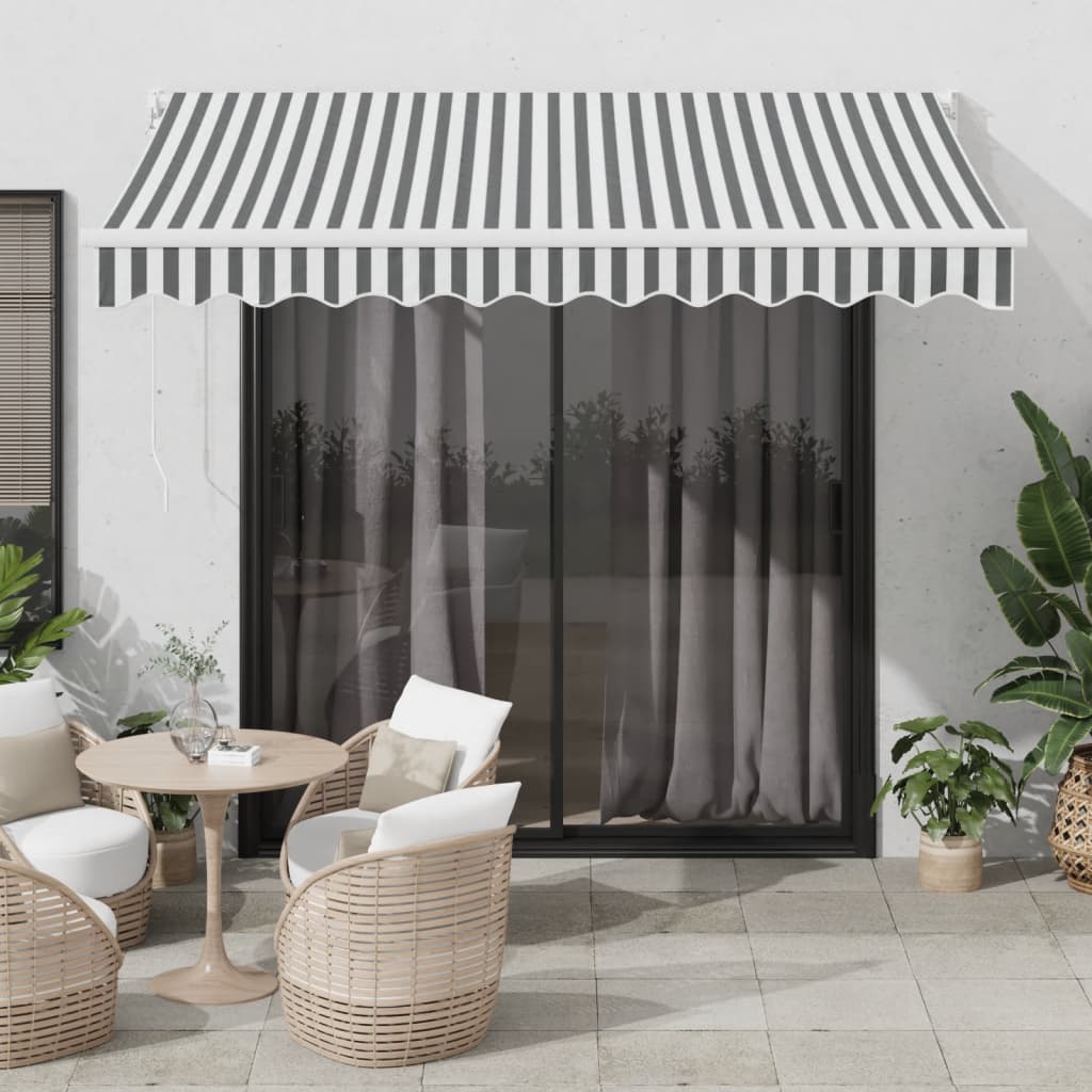 auvent pour balcon noir et blanc imperméable 200 à 400x120cm