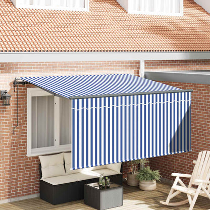store banne 3m x 2m manuel Rétractable Bleu et Blanc