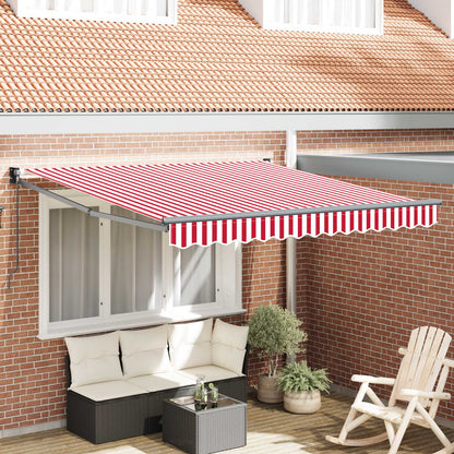 auvent toile pour terrasse 200x120cm blanc et rouge en tissu imperméable
