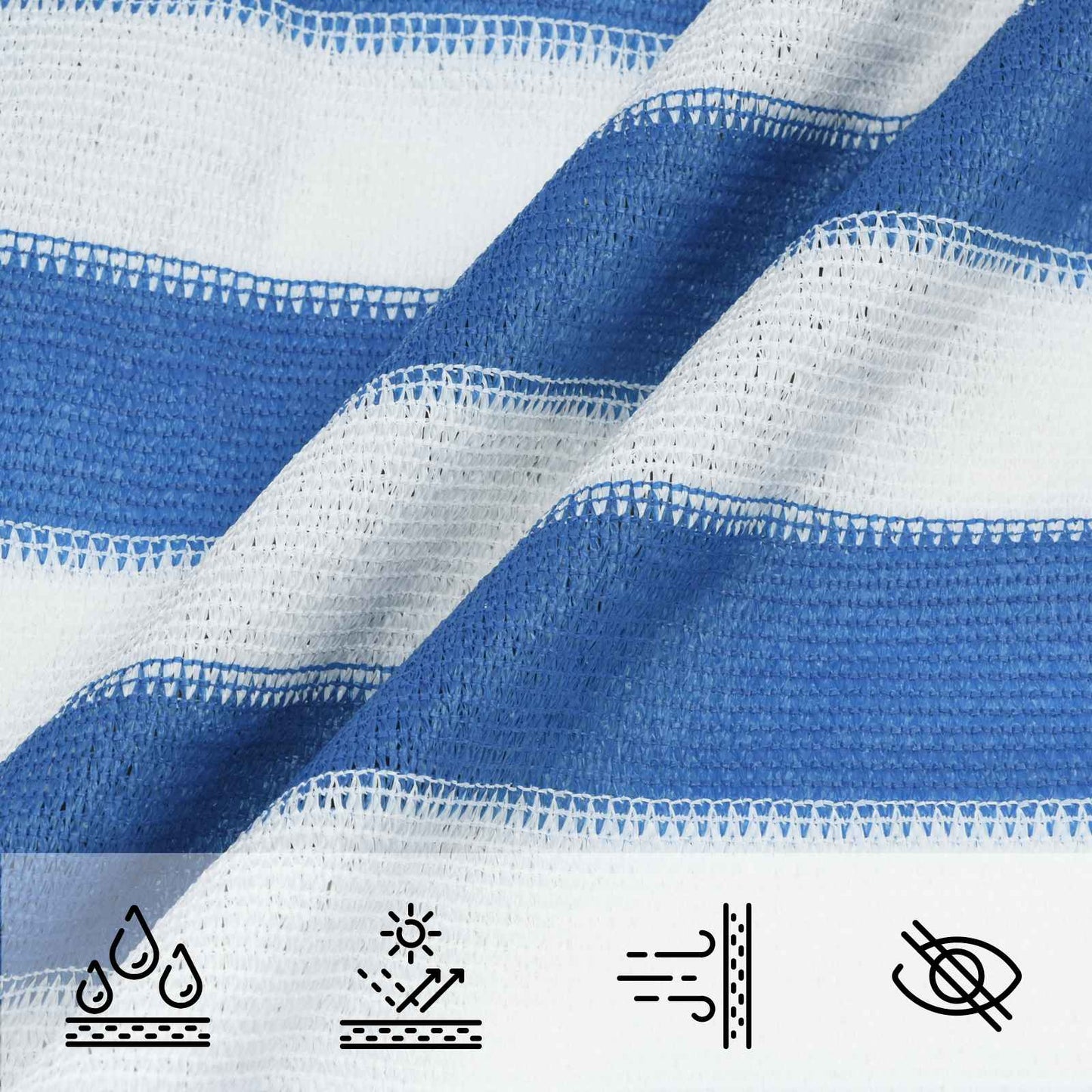 Voile d'ombrage rectangulaire bleu et blanc