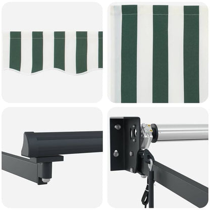 store banne 5x3 manuel Rétractable Vert et blanc