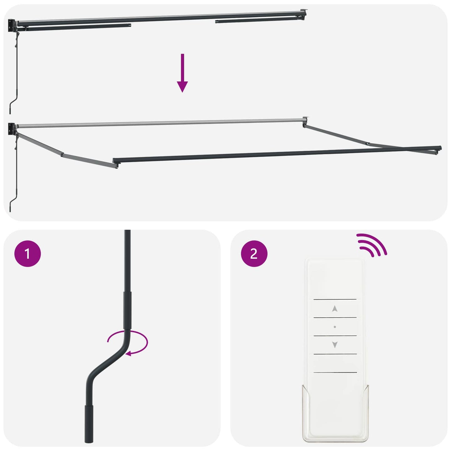 store banne 5x3 manuel Rétractable Vert et blanc