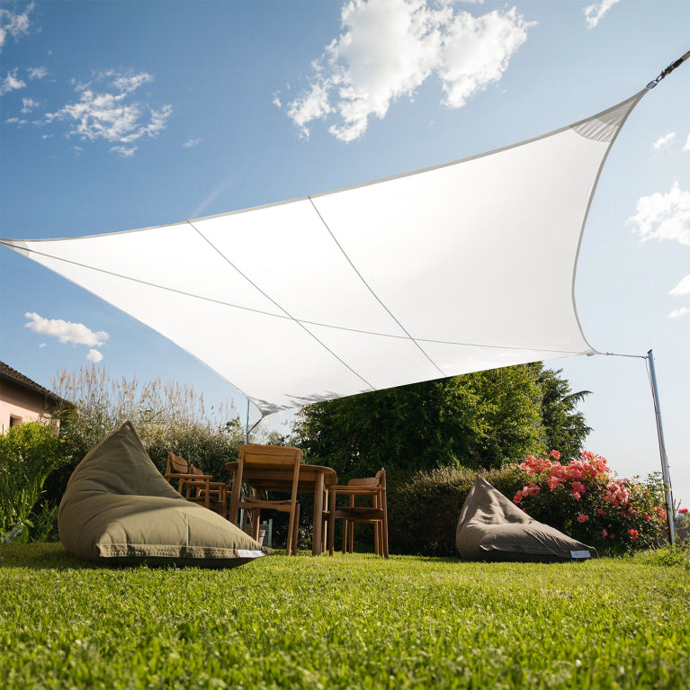 Voile d'Ombrage trapeze Blanc Respirante Anti-UV