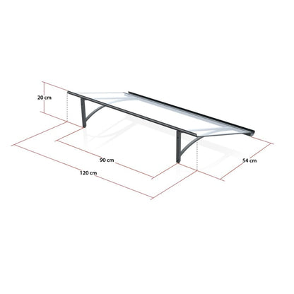 auvent de porte marquise 120 cm x 54 cm x 20 cm - samba