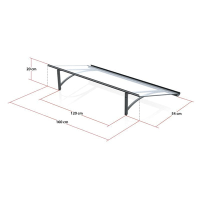 marquise de porte aluminium 160 cm x 54 cm x 20 cm - Samba