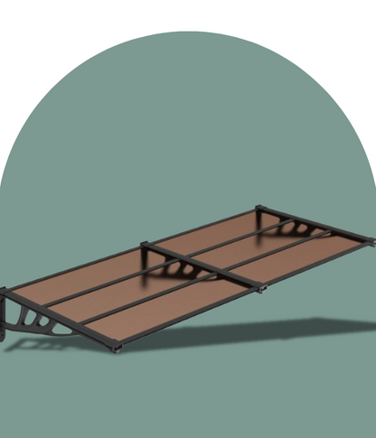 marquise auvent moderne 240x90cm marron et noir en polycarbonate