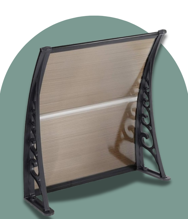 marquise de porte ancienne 80x80cm marron et noir en polycarbonate