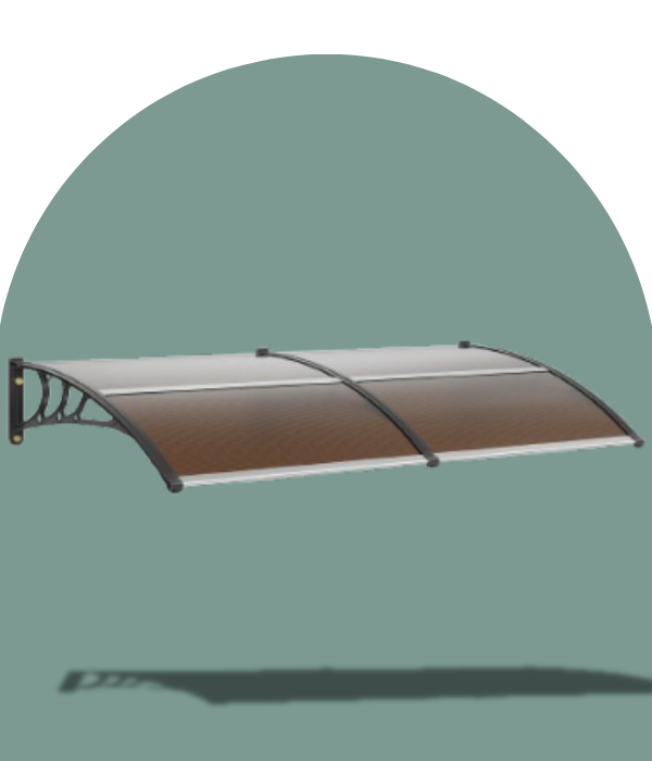 marquise de porte en bois 80x40cm marron en polycarbonate