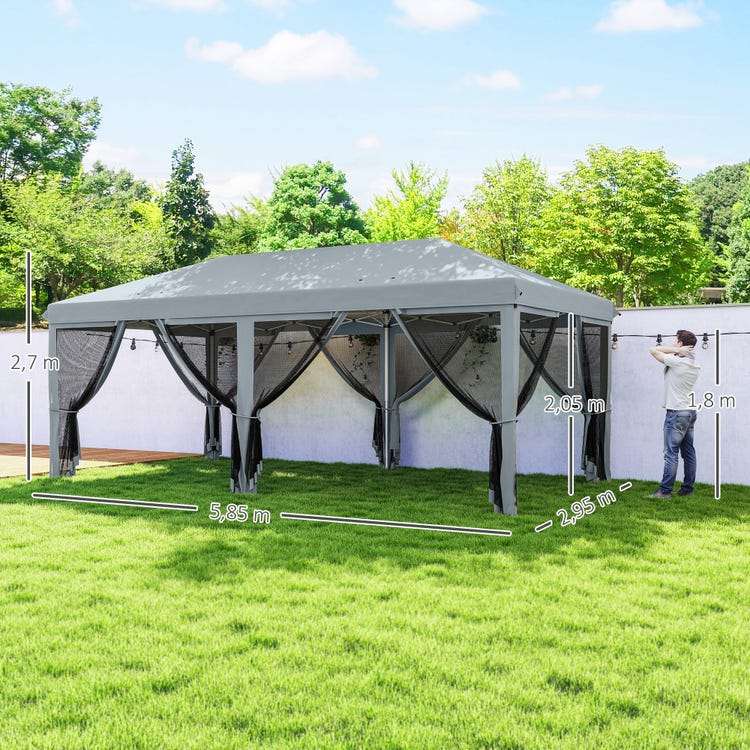 Tonnelle Pliante Pop-up 6 x 3 m moustiquaires amovibles