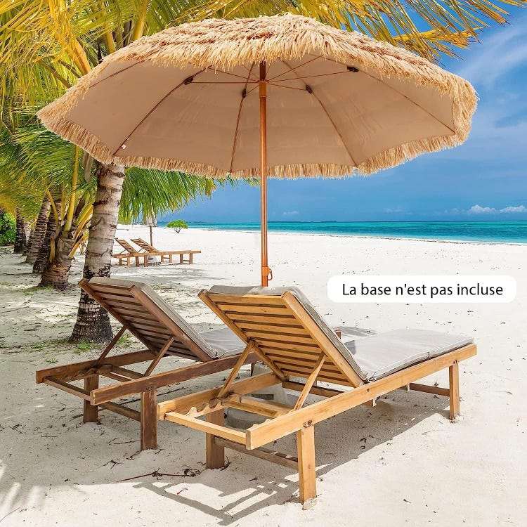 Parasol de Jardin de Paille 205Dx222H cm, Bord Drapé