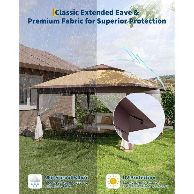 tonnelle de jardin portable 3x3M - réglable moustiquaire intégrée