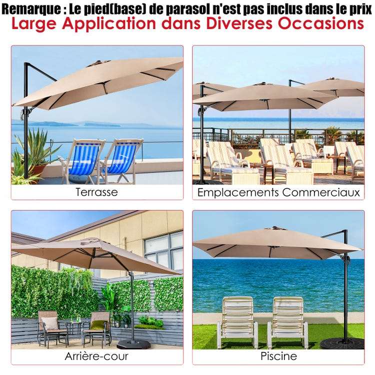 Parasol  de Jardin Déporté Inclinable 3x3M