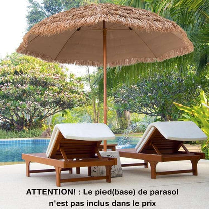 Parasol de Jardin de Paille 205Dx222H cm, Bord Drapé