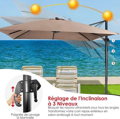 Parasol  de Jardin Déporté Inclinable 3x3M